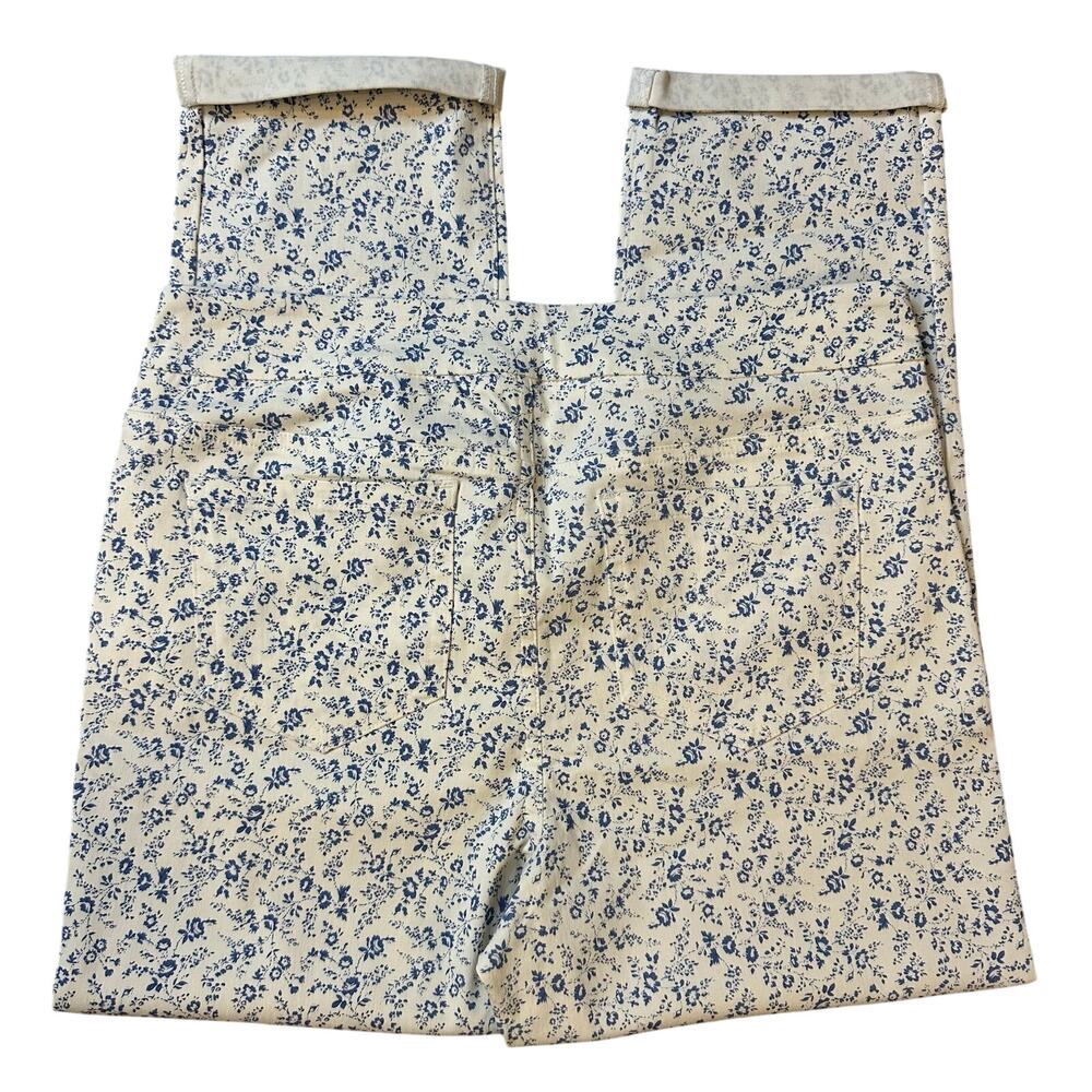 Mario Serrani White/Blue Floral Print Straight/Stretch Pants- M - Picture 2 of 8